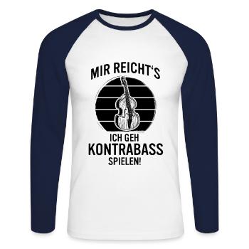 Kontrabass Kontrabassspieler Kontrabassist - Unisex Baseballshirt langarm - Weiß/Navy - Vorne - Nik (191cm)