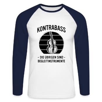 Kontrabass Kontrabassspieler Kontrabassist - Unisex Baseballshirt langarm - Weiß/Navy - Vorne - Nik (191cm)