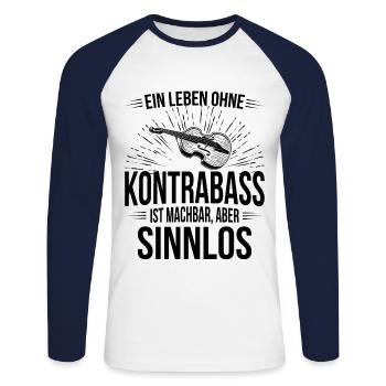 Kontrabass Kontrabassspieler Kontrabassist - Unisex Baseballshirt langarm - Weiß/Navy - Vorne - Nik (191cm)
