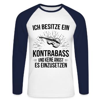 Kontrabass Kontrabassspieler Kontrabassist - Unisex Baseballshirt langarm - Weiß/Navy - Vorne - Nik (191cm)