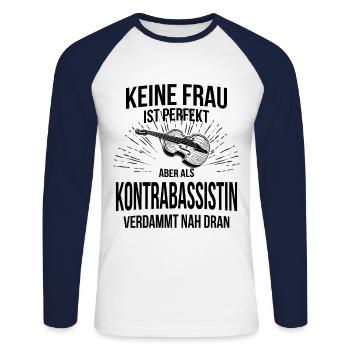 Kontrabass Kontrabassspieler Kontrabassist - Unisex Baseballshirt langarm - Weiß/Navy - Vorne - Nik (191cm)