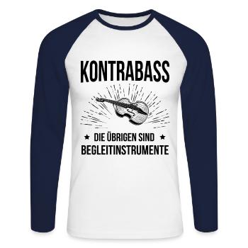 Kontrabass Kontrabassspieler Kontrabassist - Unisex Baseballshirt langarm - Weiß/Navy - Vorne - Nik (191cm)