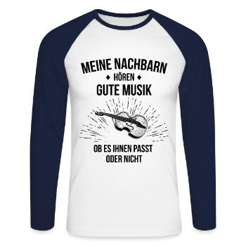 Kontrabass Kontrabassspieler Kontrabassist - Unisex Baseballshirt langarm - Weiß/Navy - Vorne - Nik (191cm)
