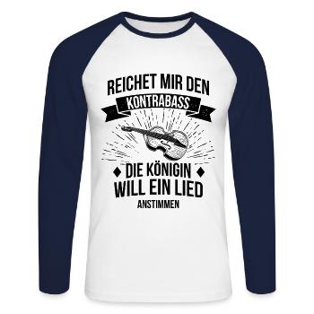 Kontrabass Kontrabassspieler Kontrabassist - Unisex Baseballshirt langarm - Weiß/Navy - Vorne - Nik (191cm)
