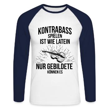 Kontrabass Kontrabassspieler Kontrabassist - Unisex Baseballshirt langarm - Weiß/Navy - Vorne - Nik (191cm)