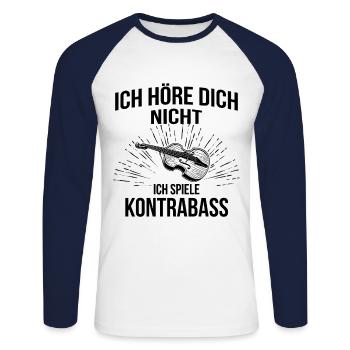 Kontrabass Kontrabassspieler Kontrabassist - Unisex Baseballshirt langarm - Weiß/Navy - Vorne - Nik (191cm)