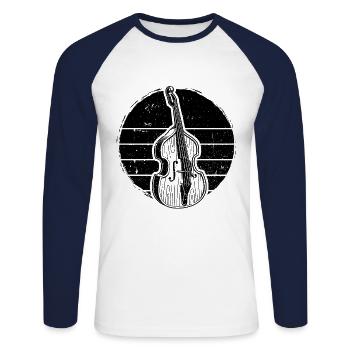 Contrebasse Contrebassiste Contrebassiste - T-shirt baseball manches longues Homme - blanc/marine - Devant - Nik (191cm)