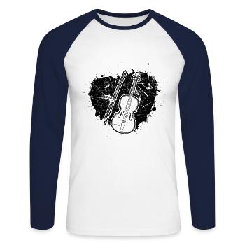 Violon Violoniste Violoniste - T-shirt baseball manches longues Homme - blanc/marine - Devant - Nik (191cm)