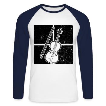 Violon Violoniste Violoniste - T-shirt baseball manches longues Homme - blanc/marine - Devant - Nik (191cm)