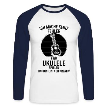 Ukulele Ukulele-Spieler Ukulelist - Unisex Baseballshirt langarm - Weiß/Navy - Vorne - Nik (191cm)