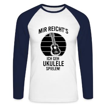 Ukulele Ukulele-Spieler Ukulelist - Unisex Baseballshirt langarm - Weiß/Navy - Vorne - Nik (191cm)