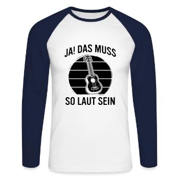 Ukulele Ukulele-Spieler Ukulelist - Unisex Baseballshirt langarm - Weiß/Navy - Vorne - Nik (191cm)