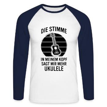 Ukulele Ukulele-Spieler Ukulelist - Unisex Baseballshirt langarm - Weiß/Navy - Vorne - Nik (191cm)