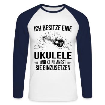 Ukulele Ukulele-Spieler Ukulelist - Unisex Baseballshirt langarm - Weiß/Navy - Vorne - Nik (191cm)