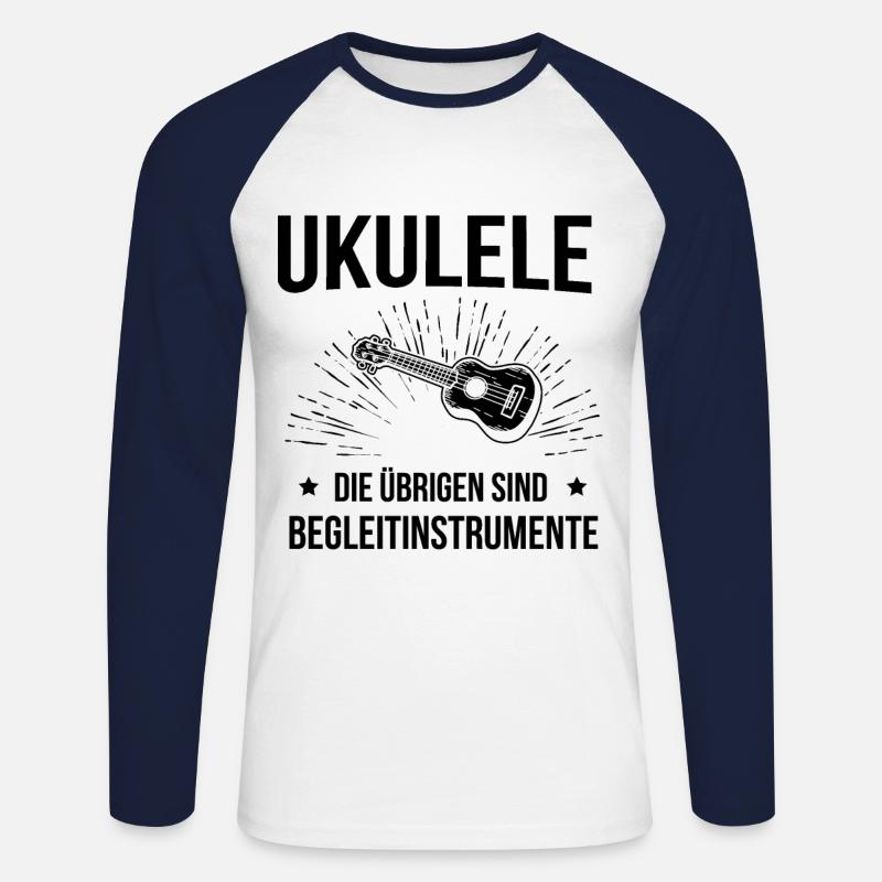 Ukulele Ukulele-Spieler Ukulelist - Unisex Baseballshirt langarm - Weiß/Navy