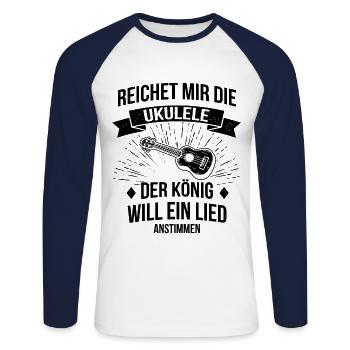 Ukulele Ukulele-Spieler Ukulelist - Unisex Baseballshirt langarm - Weiß/Navy - Vorne - Nik (191cm)
