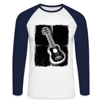 Ukulele Ukulele-Spieler Ukulelist - Unisex Baseballshirt langarm - Weiß/Navy - Vorne - Nik (191cm)