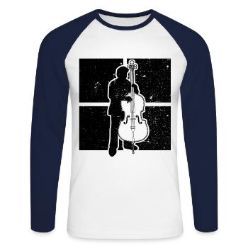 Contrebasse Contrebassiste Contrebassiste - T-shirt baseball manches longues Homme - blanc/marine - Devant - Nik (191cm)