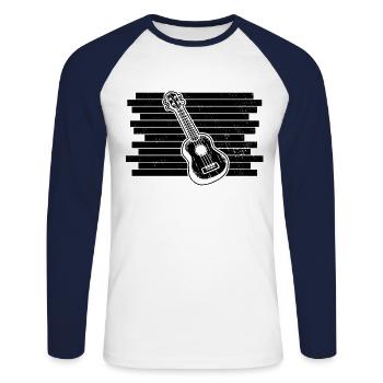 Ukulélé Joueur de ukulélé Ukuléléliste - T-shirt baseball manches longues Homme - blanc/marine - Devant - Nik (191cm)