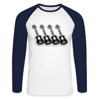 Ukulele Ukulele-Spieler Ukulelist - Unisex Baseballshirt langarm - Weiß/Navy - Vorne - Nik (191cm)