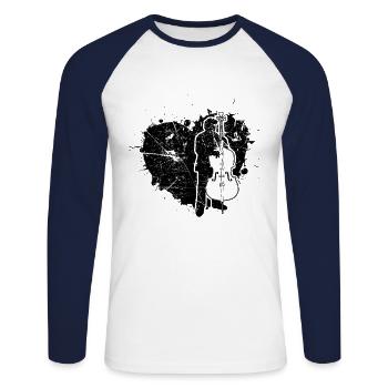 Contrebasse Contrebassiste Contrebassiste - T-shirt baseball manches longues Homme - blanc/marine - Devant - Nik (191cm)