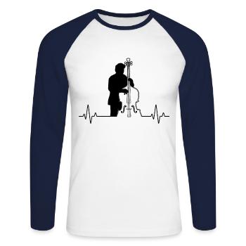 Double bass Double bass player Double bass player - Unisex Long Sleeve Baseball T-Shirt - white/navy - Front - Nik (191cm)