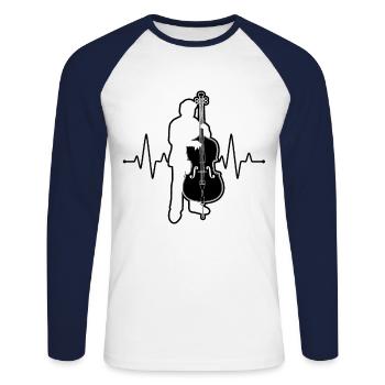 Contrebasse Contrebassiste Contrebassiste - T-shirt baseball manches longues Homme - blanc/marine - Devant - Nik (191cm)