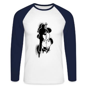 Contrebasse Contrebassiste Contrebassiste - T-shirt baseball manches longues Homme - blanc/marine - Devant - Nik (191cm)