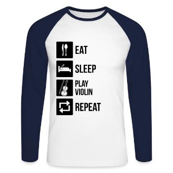 Violon Violoniste Violoniste - T-shirt baseball manches longues Homme - blanc/marine - Devant - Nik (191cm)