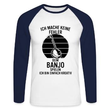 Banjo Banjospieler Banjoist - Unisex Baseballshirt langarm - Weiß/Navy - Vorne - Nik (191cm)