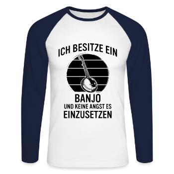 Banjo Banjospieler Banjoist - Unisex Baseballshirt langarm - Weiß/Navy - Vorne - Nik (191cm)
