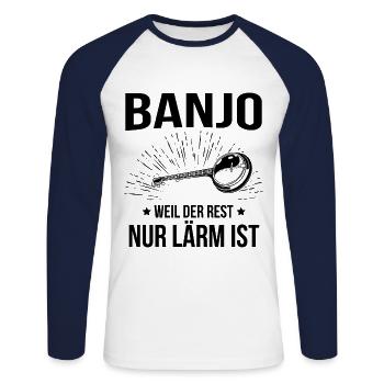 Banjo Banjospieler Banjoist - Unisex Baseballshirt langarm - Weiß/Navy - Vorne - Nik (191cm)