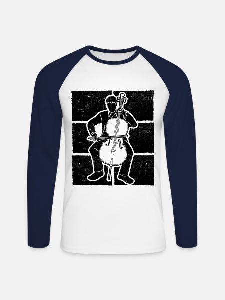 Cello Cellospieler Cellist - Unisex Baseballshirt langarm - Weiß/Navy