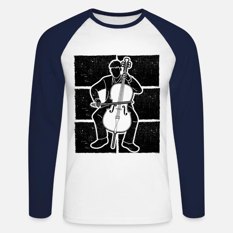 Cello Cellospieler Cellist - Unisex Baseballshirt langarm - Weiß/Navy