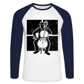 Cello Cellospieler Cellist - Unisex Baseballshirt langarm - Weiß/Navy - Vorne - Nik (191cm)