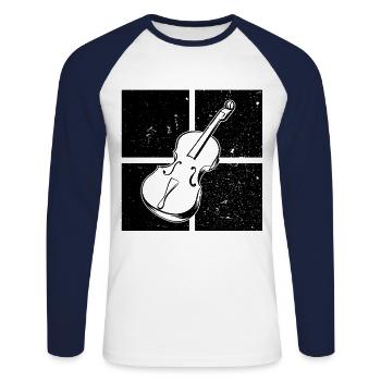 Cello Cellospieler Cellist - Unisex Baseballshirt langarm - Weiß/Navy - Vorne - Nik (191cm)