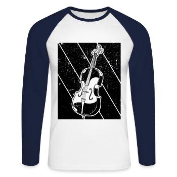 Cello Cellospieler Cellist - Unisex Baseballshirt langarm - Weiß/Navy - Vorne - Nik (191cm)