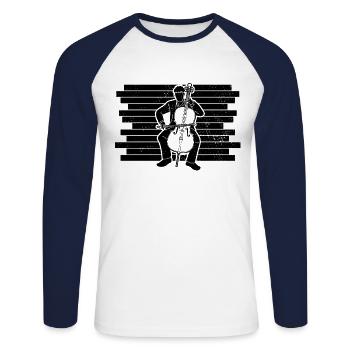 Cello Cellospieler Cellist - Unisex Baseballshirt langarm - Weiß/Navy - Vorne - Nik (191cm)