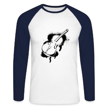 Cello player Cellist - Unisex Long Sleeve Baseball T-Shirt - white/navy - Front - Nik (191cm)