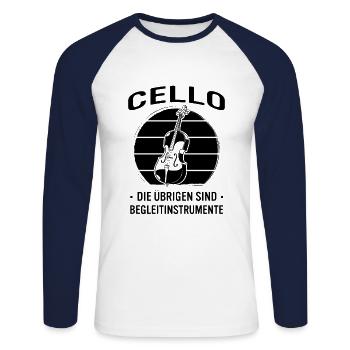 Cello Cellospieler Cellist - Unisex Baseballshirt langarm - Weiß/Navy - Vorne - Nik (191cm)