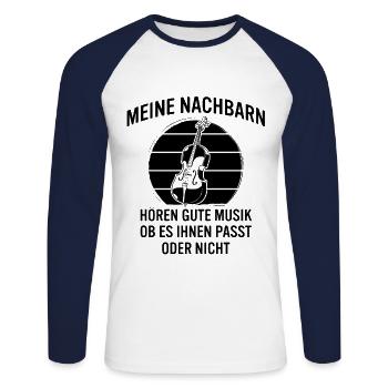 Cello Cellospieler Cellist - Unisex Baseballshirt langarm - Weiß/Navy - Vorne - Nik (191cm)