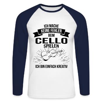 Cello Cellospieler Cellist - Unisex Baseballshirt langarm - Weiß/Navy - Vorne - Nik (191cm)