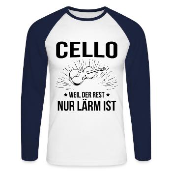 Cello Cellospieler Cellist - Unisex Baseballshirt langarm - Weiß/Navy - Vorne - Nik (191cm)