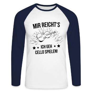 Cello Cellospieler Cellist - Unisex Baseballshirt langarm - Weiß/Navy - Vorne - Nik (191cm)