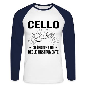 Cello Cellospieler Cellist - Unisex Baseballshirt langarm - Weiß/Navy - Vorne - Nik (191cm)