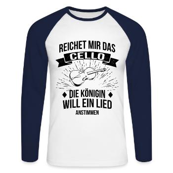 Cello Cellospieler Cellist - Unisex Baseballshirt langarm - Weiß/Navy - Vorne - Nik (191cm)