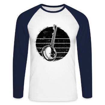 Banjo Banjospieler Banjoist - Unisex Baseballshirt langarm - Weiß/Navy - Vorne - Nik (191cm)