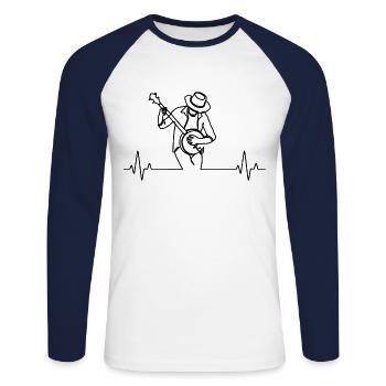 Banjo Banjospieler Banjoist - Unisex Baseballshirt langarm - Weiß/Navy - Vorne - Nik (191cm)