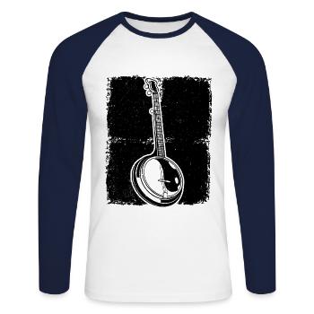 Banjo Banjospieler Banjoist - Unisex Baseballshirt langarm - Weiß/Navy - Vorne - Nik (191cm)