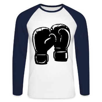 Gants de boxe Symbole Sports de boxe - T-shirt baseball manches longues Homme - blanc/marine - Devant - Nik (191cm)